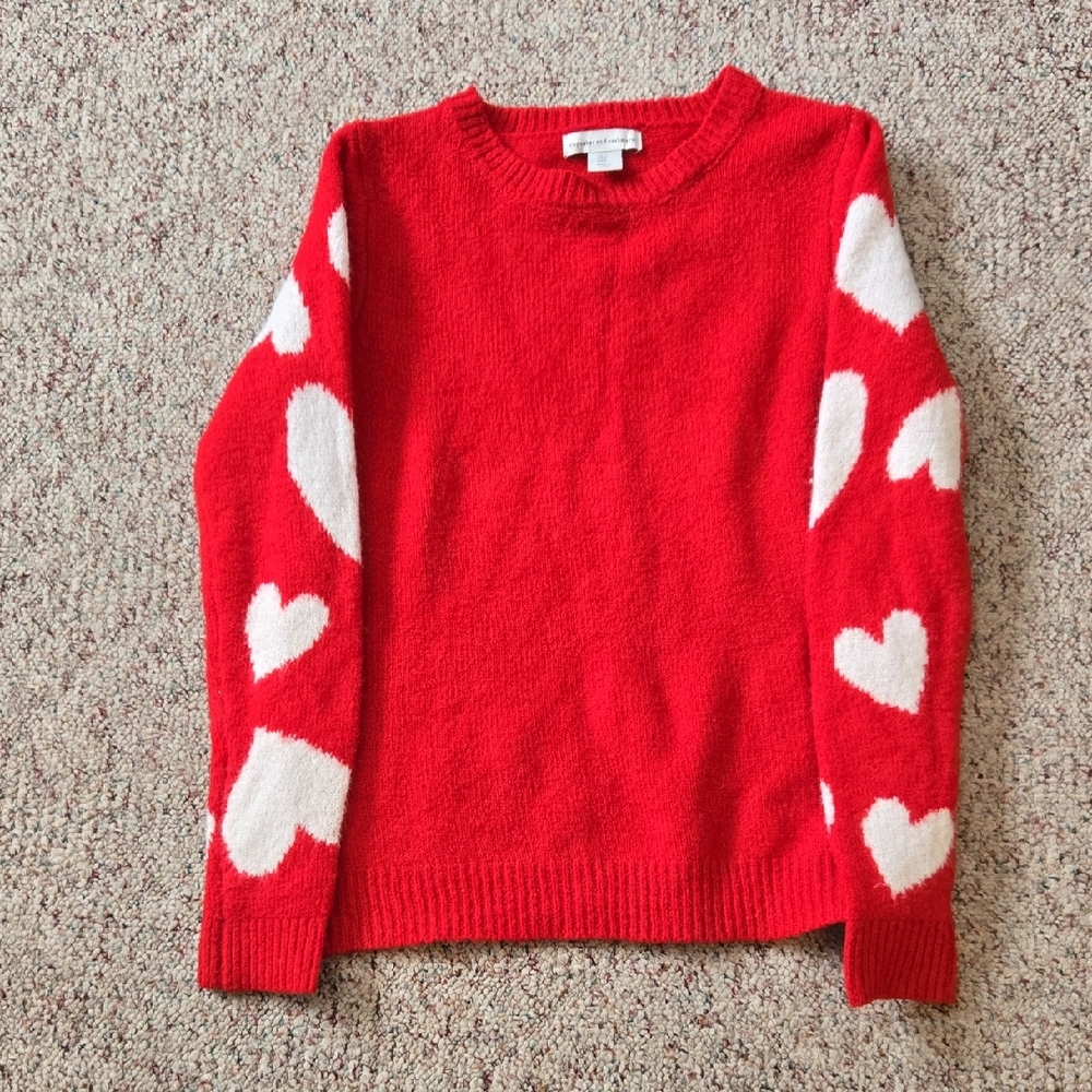 cupcakes & cashmere Soft Red Valentine's Day Sweater with White Hearts